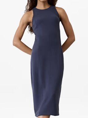 Athleta Navy Sleeveless Midi Sheath Dress